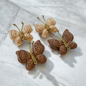 Hrspnder med strik sommerfugle - Brun og Beige 