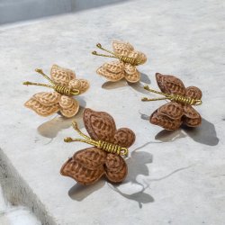 Hrspnder med strik sommerfugle - Brun og Beige 