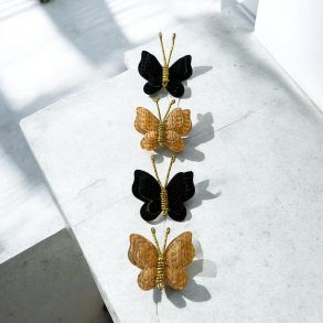 Hrspnder med sommerfugle - Sort & Mocca