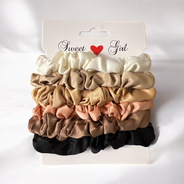 6 stk. Elastikker - Satin Scrunchies