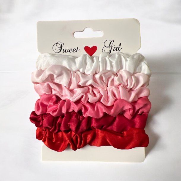 6 stk. Elastikker - Satin Scrunchies 