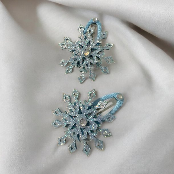 2 stk. Snefnug hrspnder - Bl og glimmer