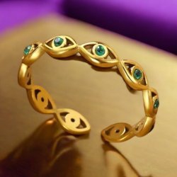 Justerbar ring med grnne zirkonia sten - Forgyldt