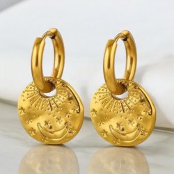 reringe med mne og stjerner - Forgyldt