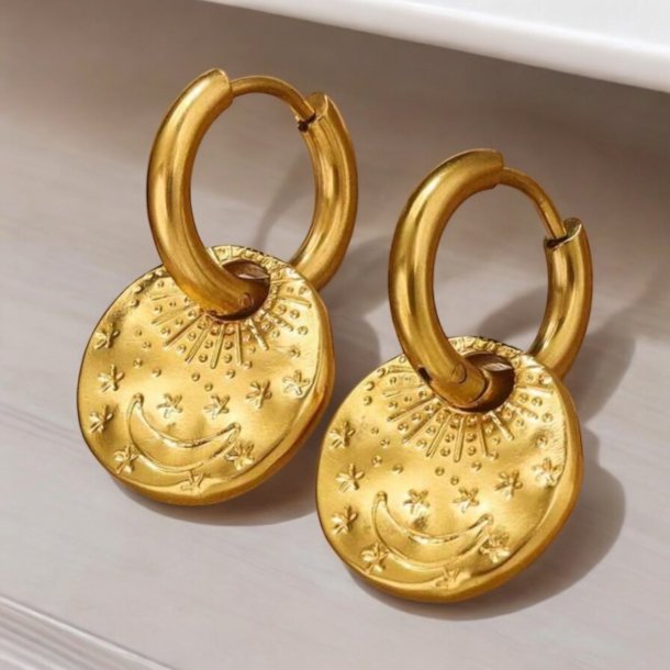 reringe med mne og stjerner - Forgyldt