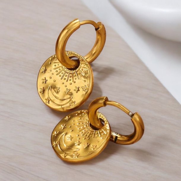 reringe med mne og stjerner - Forgyldt