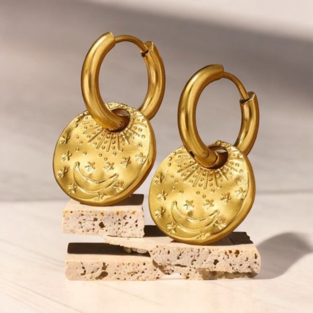 reringe med mne og stjerner - Forgyldt