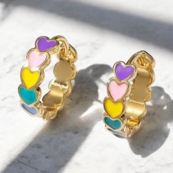 reringe med de sdeste farvede hjerter - Forgyldt