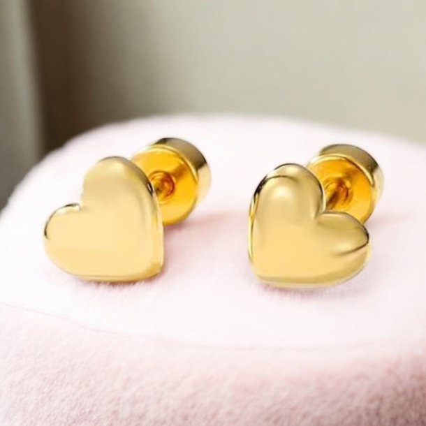 Sm reringe med rde hjerter - Forgyldt