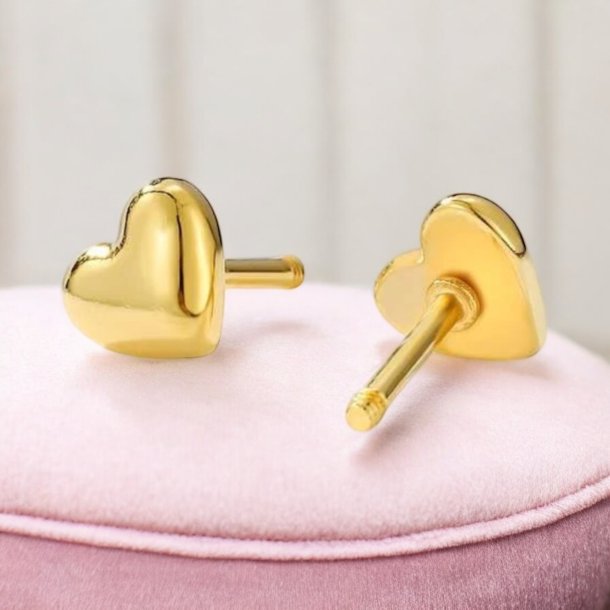 Sm reringe med rde hjerter - Forgyldt