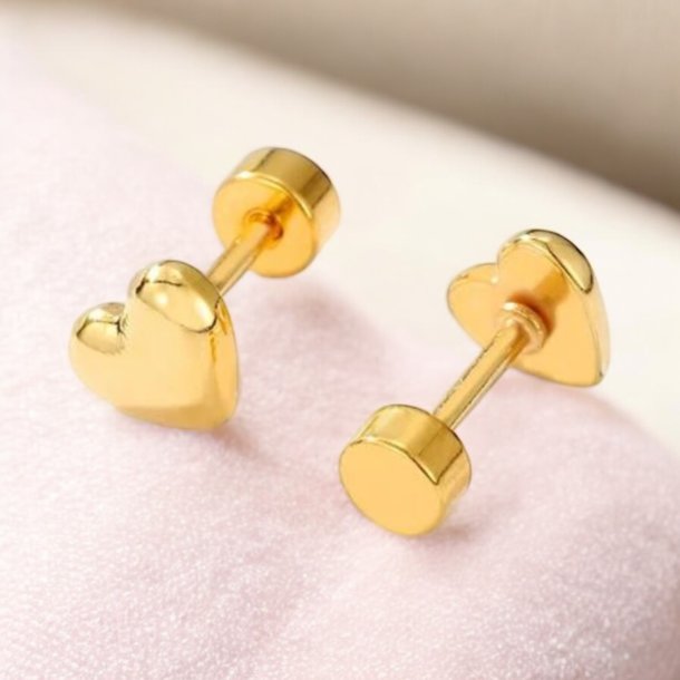 Sm reringe med rde hjerter - Forgyldt