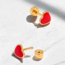 Sm reringe med rde hjerter - Forgyldt