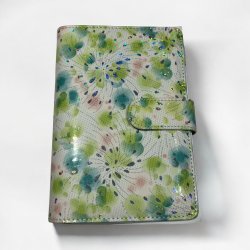 A6 Cash stuffing binder - Grnne blomster med glimmer effekt