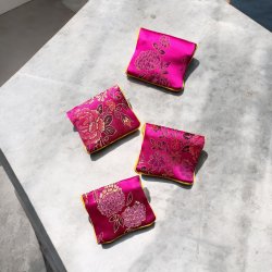 Lille silke pung eller smykke pung - Pink