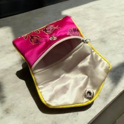 Lille silke pung eller smykke pung - Pink