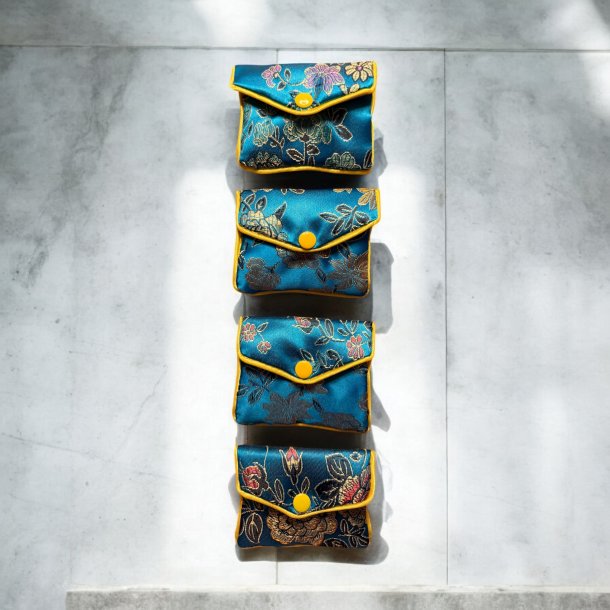 Lille silke pung eller smykke pung - Bl