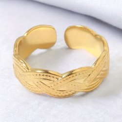 Justerbar ring med mnster - Forgyldt