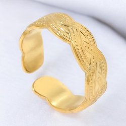 Justerbar ring med mnster - Forgyldt