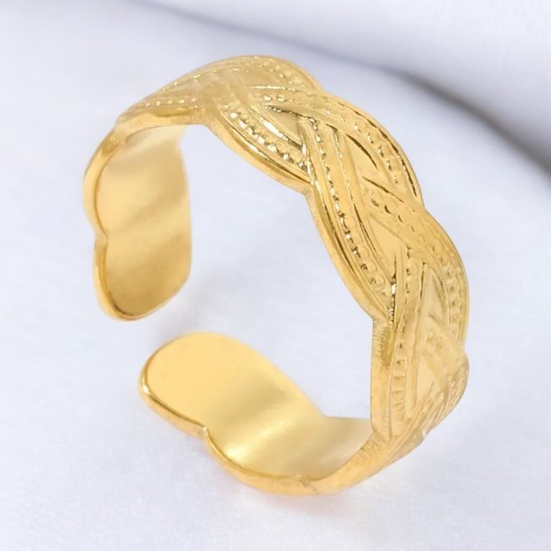 Justerbar ring med mnster - Forgyldt