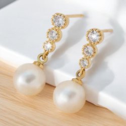 Smukke perle reringe med zirkonia sten - Forgyldt