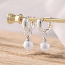 Elegante reringe med fine hvide perler - Slv