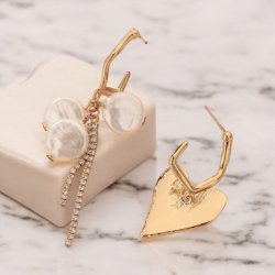 Hjerte og perle reringe - Forgyldt