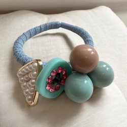 3 stk. Hr elastikker med perler og rhinesten