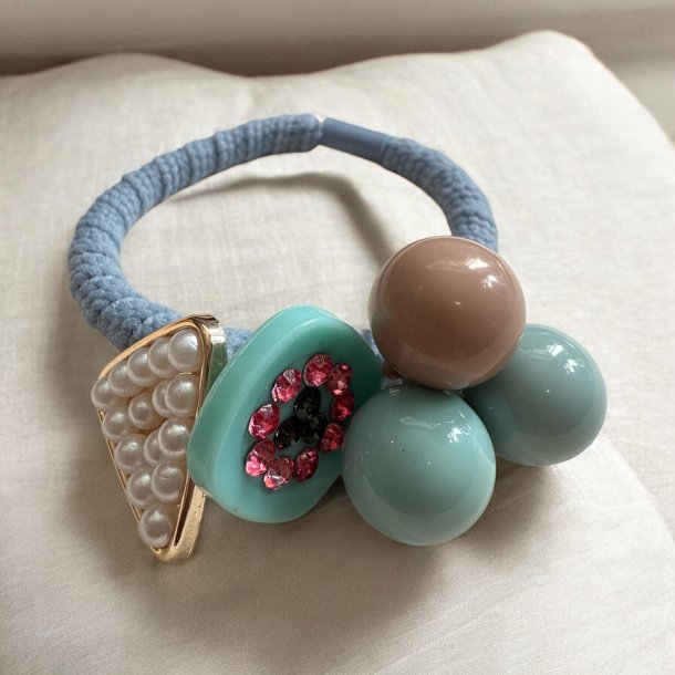 3 stk. Hr elastikker med perler og rhinesten