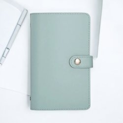 Stor pengebog eller Cash Stuffing bog i kunst lder. 50 stk. plastik sider - Bl