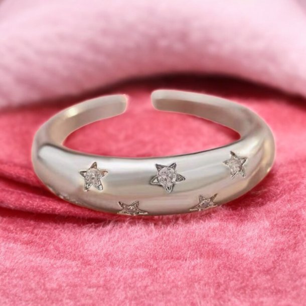Smuk justerbar ring med zirkonia sten - Slv