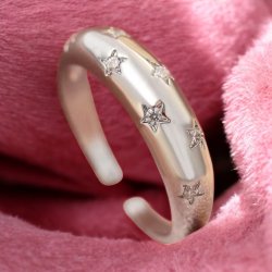 Smuk justerbar ring med zirkonia sten - Slv