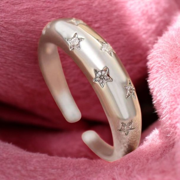 Smuk justerbar ring med zirkonia sten - Slv