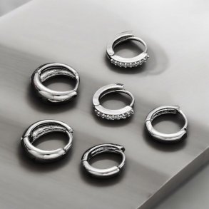 Hoops reringe med zirkonia sten, st med 6 stk - Slv