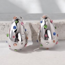 Drbe formet reringe med farvede zirkonia sten - Slv