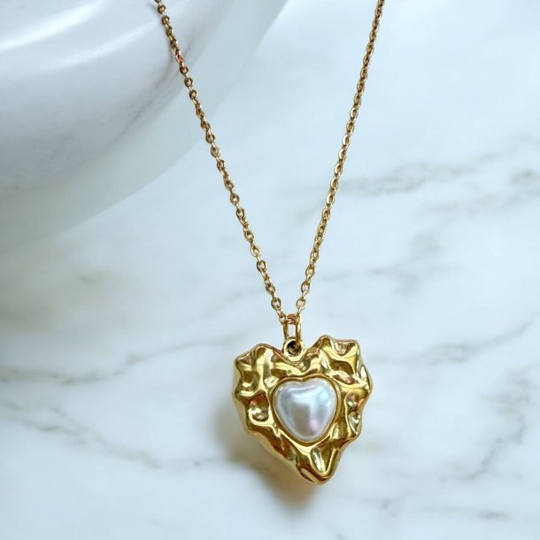 Halskde med hjerte - Forgyldt