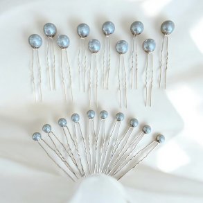 20 stk. Hrnle med hvide perle - Slv