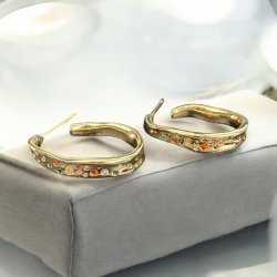 Hoops med smukke farvede zirkonia sten - Forgyldt