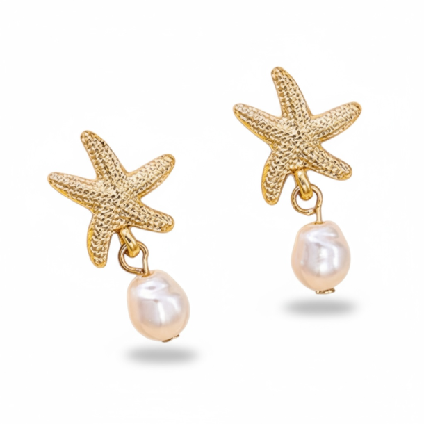 reringe med sstjerne og smuk hvid perle