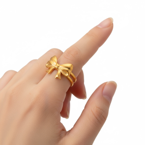 Justerbar ring med fin sljfe - Forgyldt