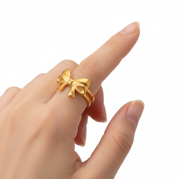 Justerbar ring med fin sljfe - Forgyldt