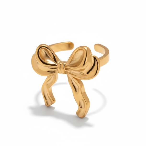 Justerbar ring med fin sljfe - Forgyldt