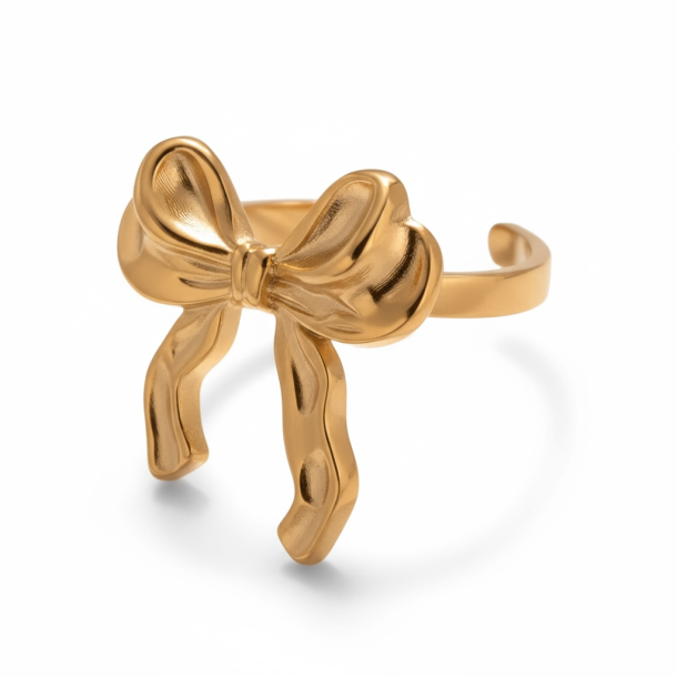 Justerbar ring med fin sljfe - Forgyldt