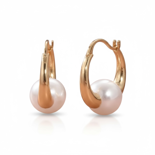 Hoops reringe med smuk perle - Forgyldt