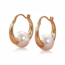 Hoops reringe med smuk perle - Forgyldt