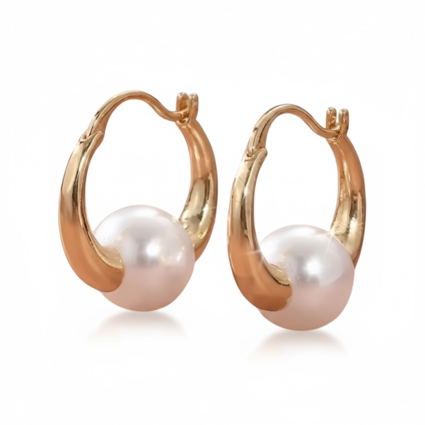 Hoops reringe med smuk perle - Forgyldt