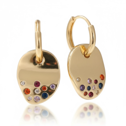 Hoops med smukt vedhg med zirkonia sten - Forgyldt