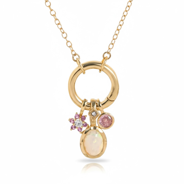 Halskde med de smukkeste lyserde sten - Forgyldt