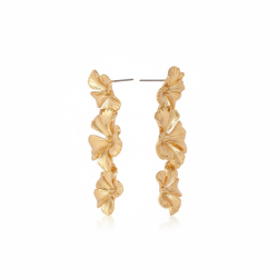 Smukke reringe med 3 hngende blomster - Forgyldt