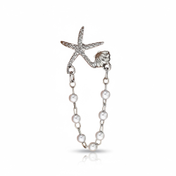 reringe med sstjerne og smuk hvid perle - Slv