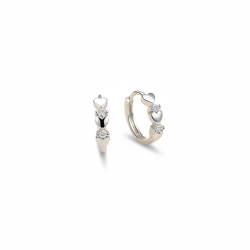 Hoops med hjerter og smukke zirkonia sten - Slv